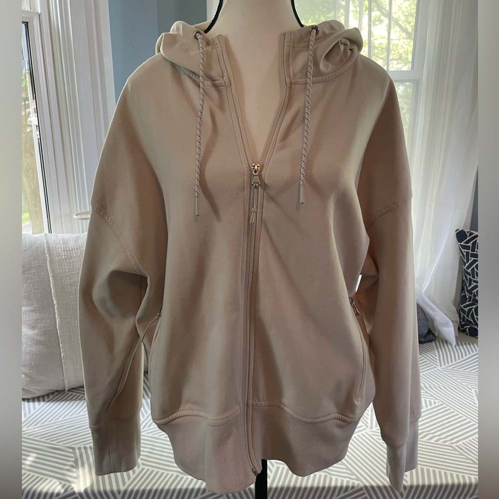 Women’s Soft Taupe Hoodie with Front Zipper | Size XL